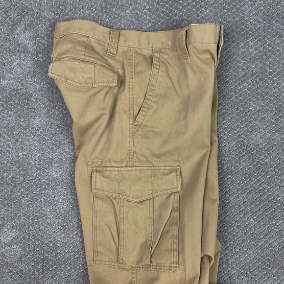 Vintage Y2K Old Navy Loose Cargo Pants Men's 29 x 30 Khaki Baggy Wide Leg - Picture 7 of 14